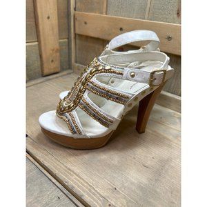 BCBGeneration White and Gold Heels